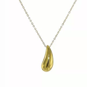 14k Gelbgold Puffed Tropfen Halskette | 3D Tropfen Minimalist Anhänger niedliche zierliche noble Teardrop 18-Zoll-Halskette