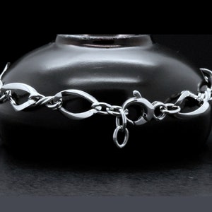 Solid 14k White Gold Twisted Fancy Twist Link Dainty Elegant 7.5-in Bracelet