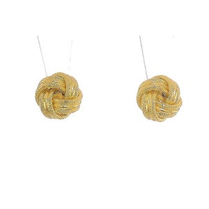Pendientes de botón con textura de nudo de amor en oro amarillo de 14 k / Pendientes elegantes con textura de lujo y tachuelas con cierre a presión