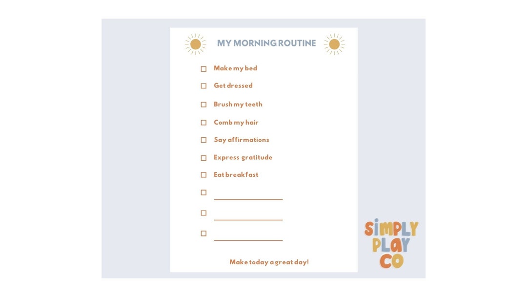 Kids Morning Routine, Morning Checklist Printable, Routine Chart
