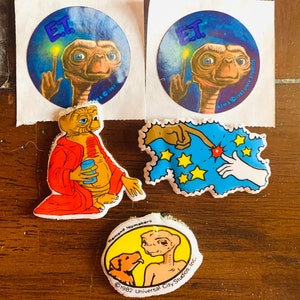 Vintage 80s ET stickers 4 round and 3 puffy