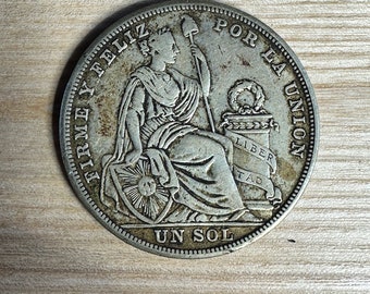 Old Peru One Un Sol Silver Coin 1926