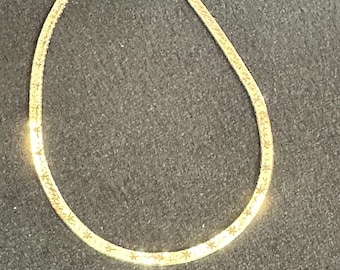 Pulsera vintage de espiga de oro de 14 k de 7" con estrellas talladas