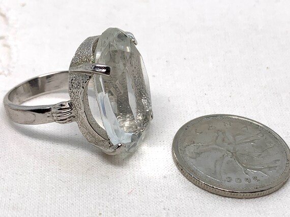 Huge clear quartz and silver tone statement ring … - image 3
