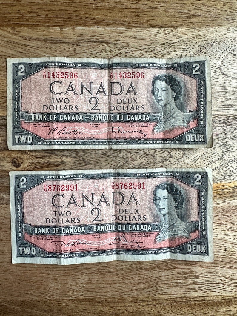 Genuine Canadian 2 Two Dollar Modified Bill 1954 Etsy Canada