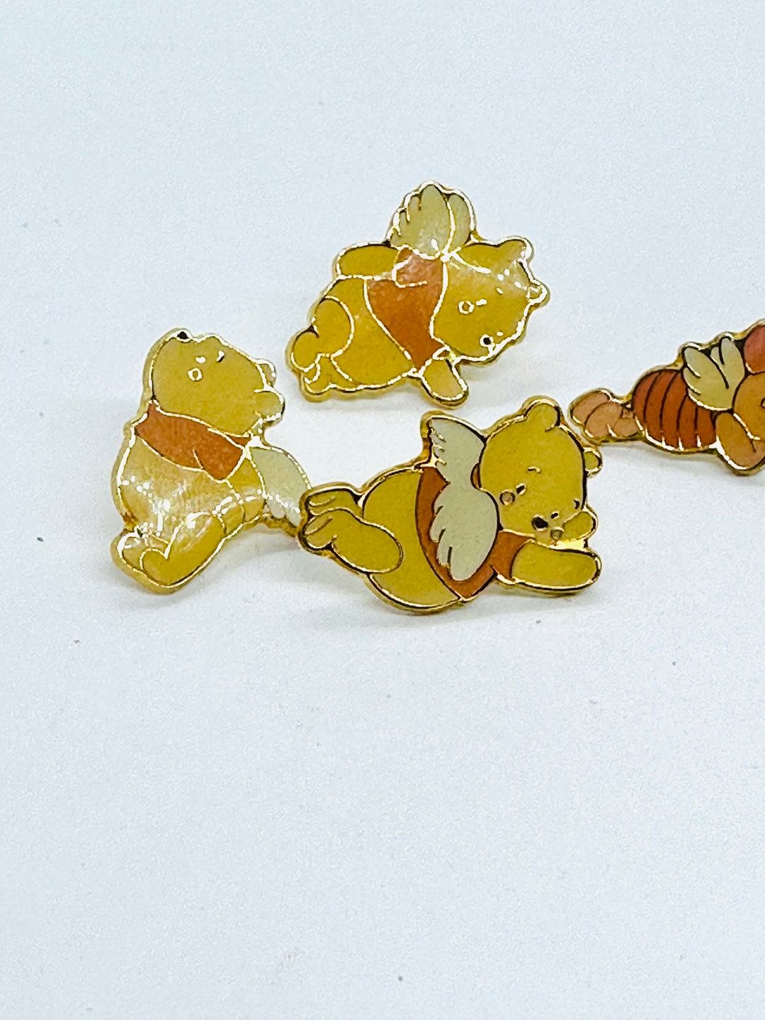 Disney Pin Winnie the Pooh Rare Christmas Angel Set With Pooh and Piglet Hard to Find From 2000