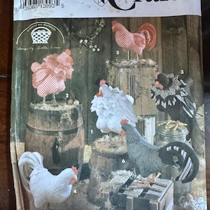 Stuffed Rooster and Hen Chicken Pattern Simplicity Crafts 8399