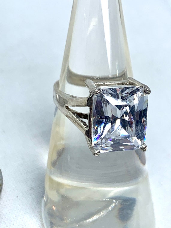 Rectangular solitaire cubic zirconia and sterling… - image 2