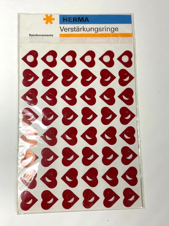 Vintage German Paper Hole Reinforcement Heart Sticker Sheets 