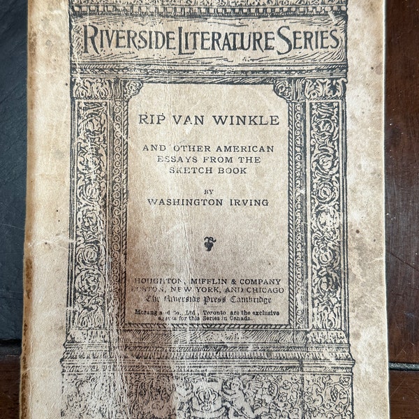 Rip Van Winkle and Legend of Sleepy Hollow Riverside Literature Series by Washington Irving 1891 Vintage Book