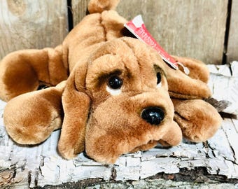 バセットハウンドの子犬のぬいぐるみ ブラウン ホワイト 6インチ