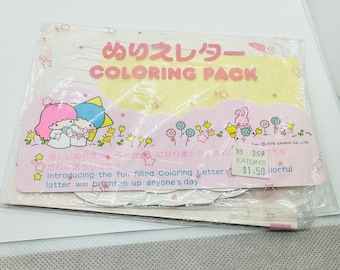 Vintage Sanrio Little Twin Stars Colouring Pack Stationary Letter Set 1976