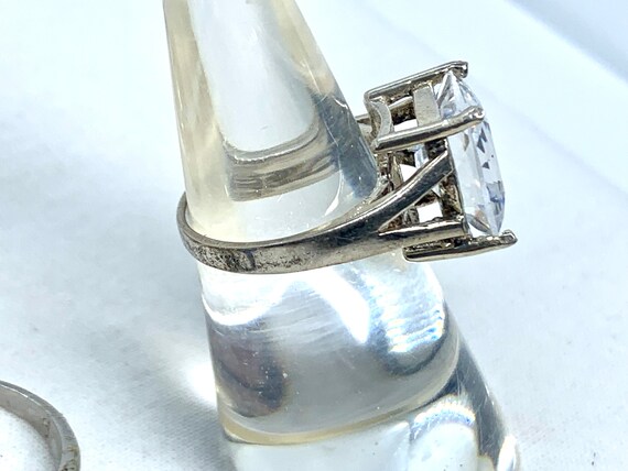 Rectangular solitaire cubic zirconia and sterling… - image 3