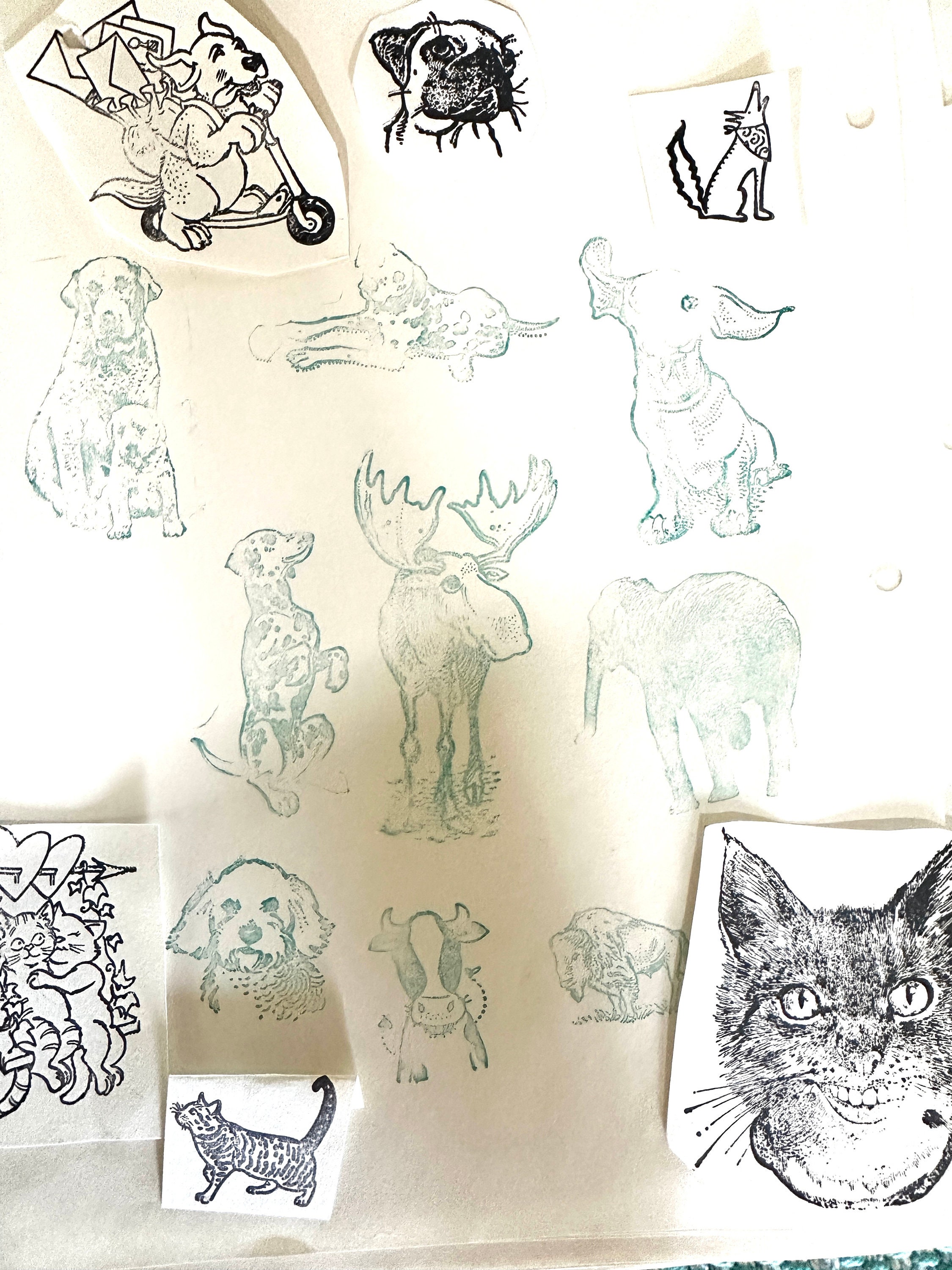 16 Animal Rubber Stamps Dogs Cats Elephant Moose Cow Unmounted - Etsy