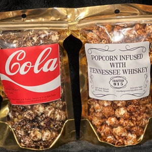 Tennessee Whiskey infused Popcorn with Cola flavored Popcorn
