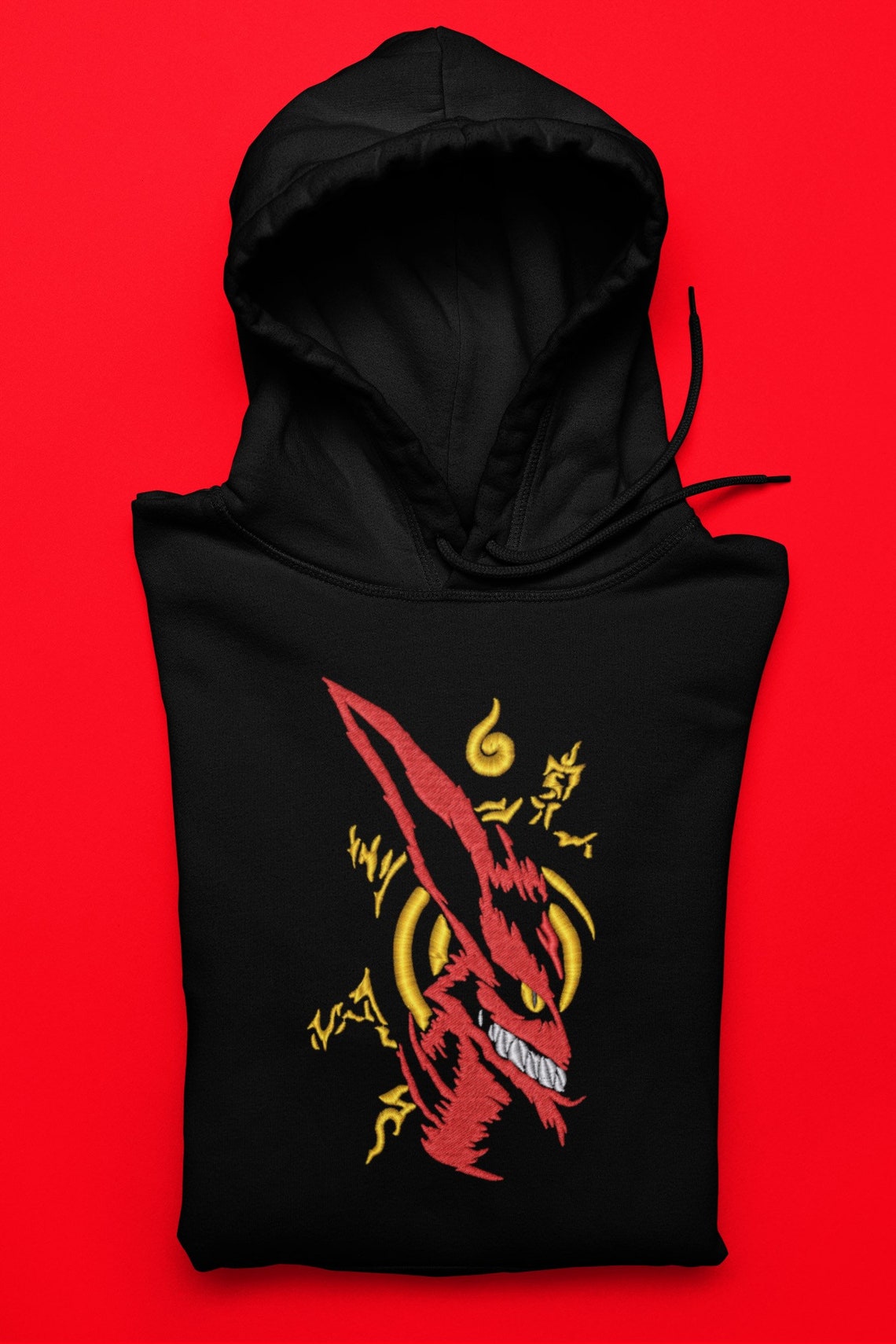 Embroidered Sealed Fox Anime Hoodie Etsy