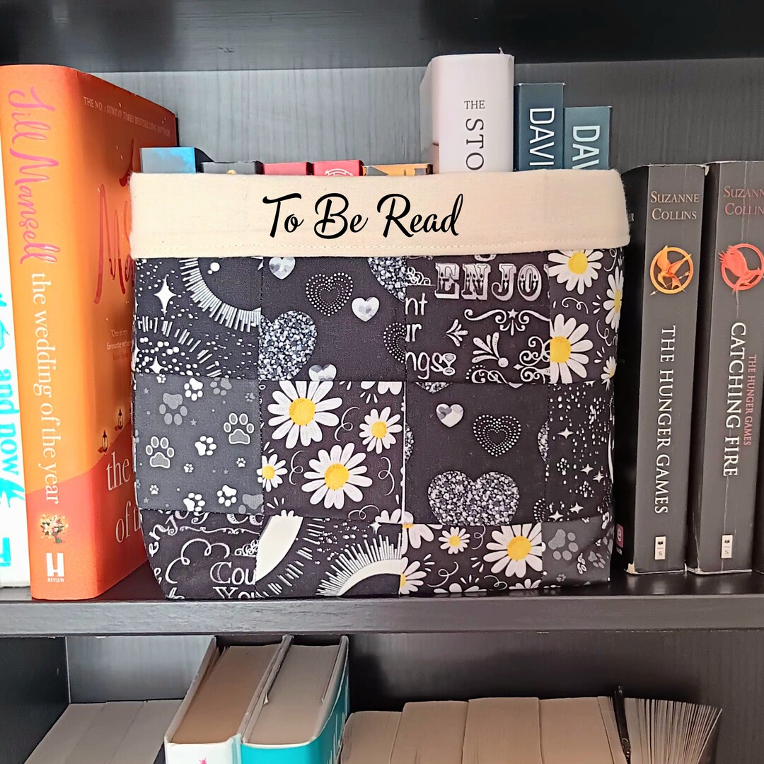 Book Tack Personalised Book Storage, Padded Scrappy Patchwork Book Organiser ...