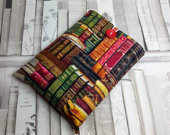 Library books Book Sleeve with front pocket, Personalised Book sleeve for paperback books. Book cover, great book lovers gift.