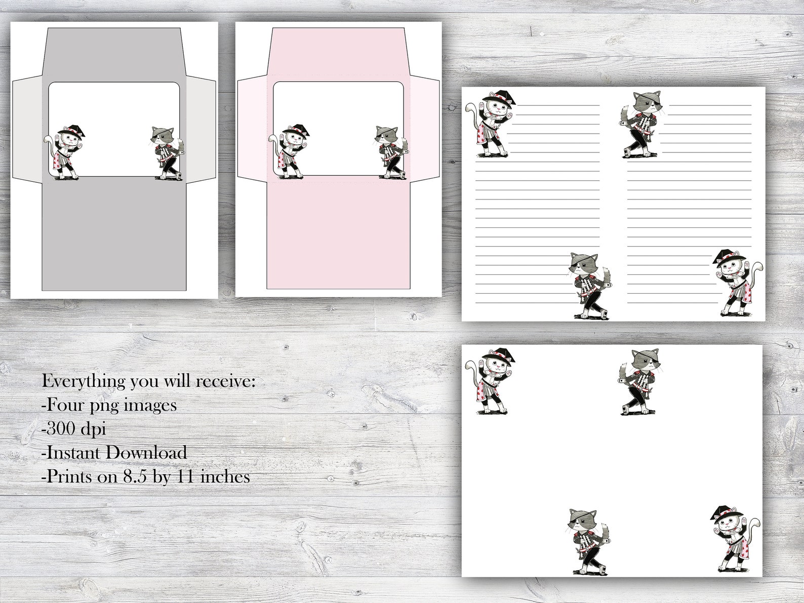 Printable Cute Cat Instant Download Stationary Sheets for Letter ...