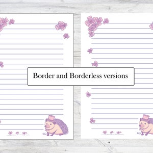 A5 Printable Pink Hedgehog Digital Paper, Instant Download Stationary ...