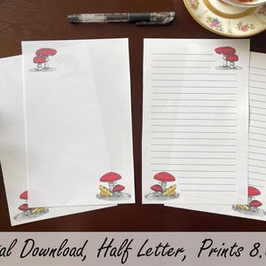 Juego de papel digital de amigos venenosos imprimibles de tamaño medio de ee.UU., descarga instantánea hojas fijas para escribir cartas, en blanco y forradas