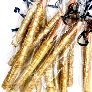 Gold / golden chocolate  covered pretzel rods 1 dozen