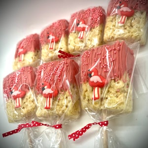 Flamingo themed rice krispy treats 1 dozen