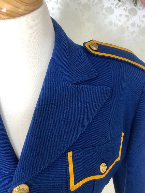 Vintage Cropped Blue And Gold Uniform Jacket - image 4