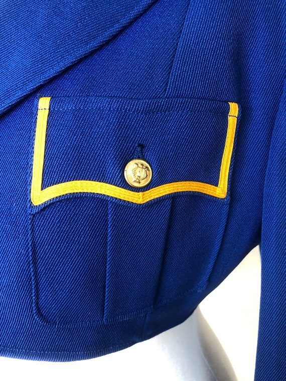 Vintage Cropped Blue And Gold Uniform Jacket - image 5