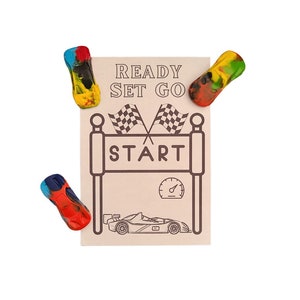 Race Car Crayons & Coloring Page Set: Non-Toxic Party Favors