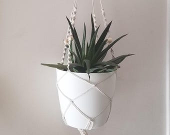 Beaded Macrame Plant Hanger: Boho Indoor Decor