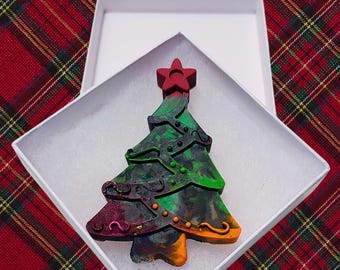 Christmas Tree Crayon: Jumbo Recycled Crayon, Kids Stocking Stuffer