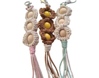 Colorful Flower Macrame Keychain Boho Chic Keychain gift