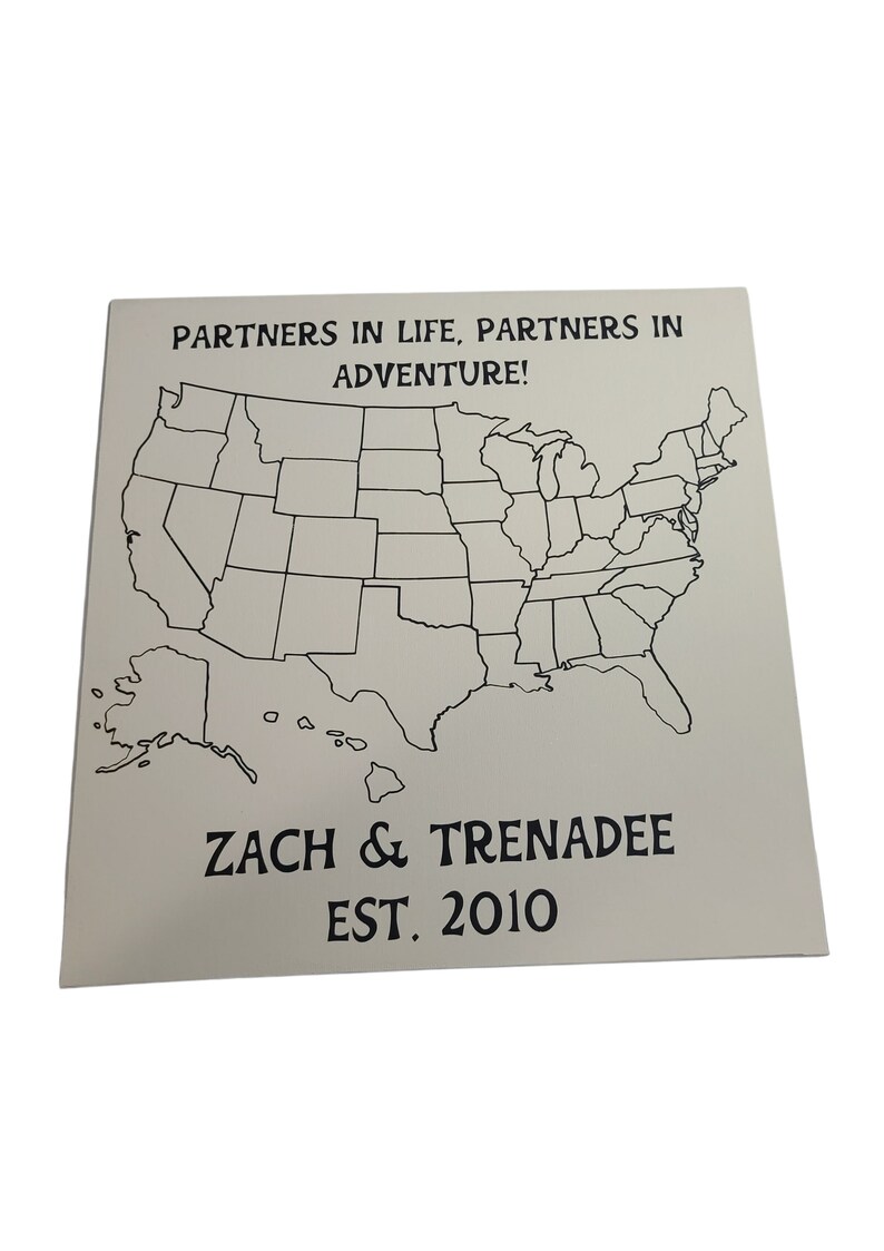 Partner Map State Personalized US Travel Map, Color-in Canvas, Anniversary Gift - Etsy