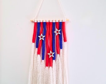 American Flag Macrame Wall Art: Patriotic 4th of July Decor