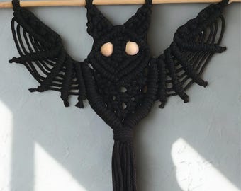 Macrame Bat Wall Art Hanging - Unique Boho Decor, handmade