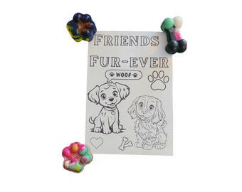Dog Paw & Bone Crayon Set: Personalized Coloring Page, Party Favors