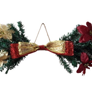 Christmas Swag: Red & Gold Poinsettia Holiday Door Decor