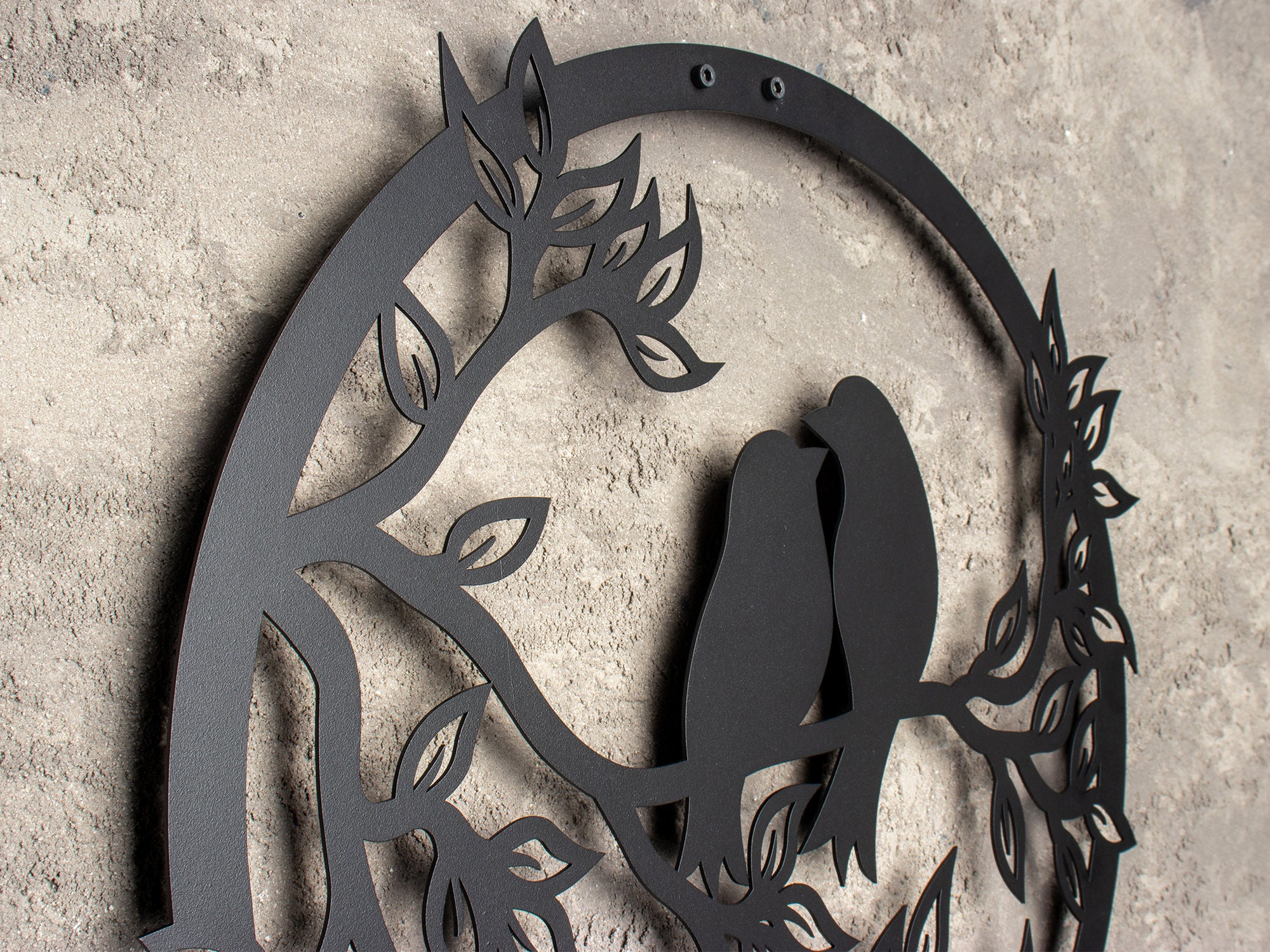 Metall-Wanddekoration Mit Vogelhaus – Baum-Design Für Draußen (30x27cm, Braun, Inkl. 2 Vögel)