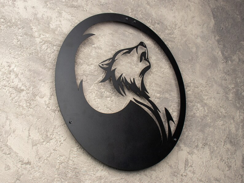 Wolf Metal Wall Art, Black Metal Wall Decor, Metal Wolf Head, Wall