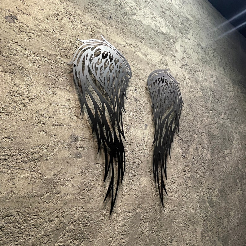 Angel Wings Metal Wall Art Large Angel Wings Above Bed Etsy