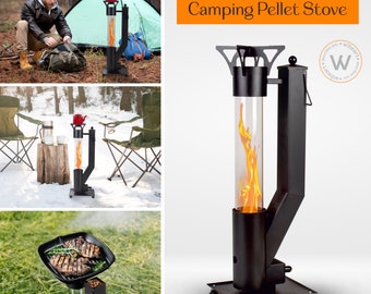 wibeart Multi-Functional Disassembled Pellet Camp Stove Ideal for Camping, Garden, Cooking, Heating, and Illumination, Introductory Offer!