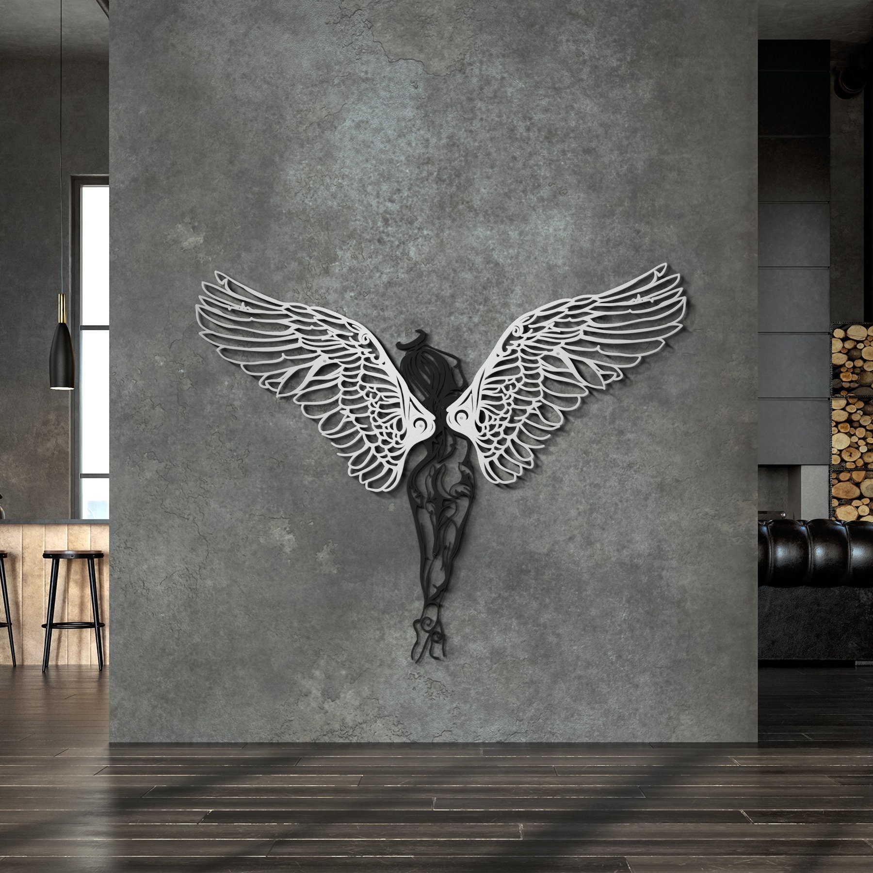 Angel Wings Metal Wall Art, Large Metal Wall Art, Unique Design 