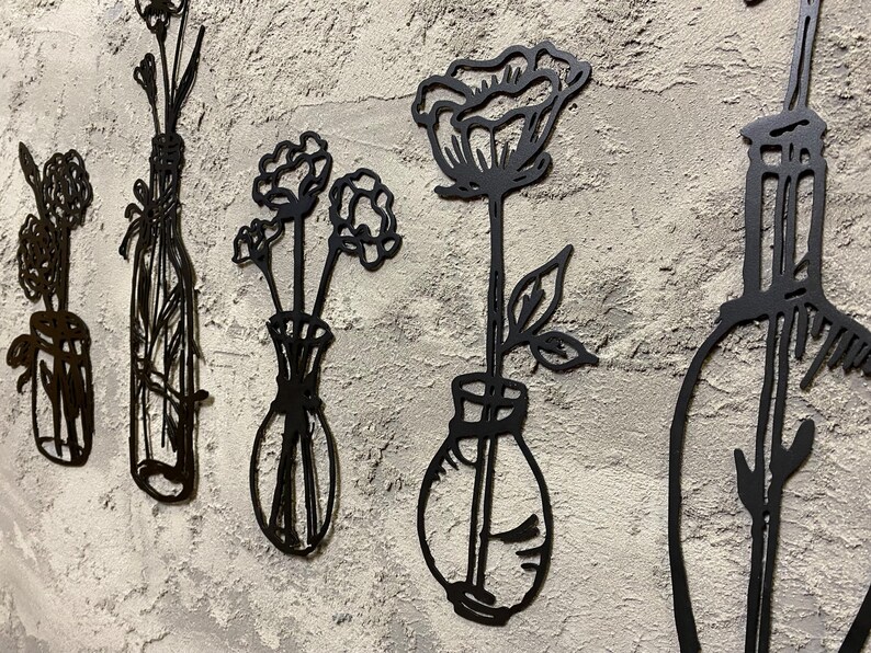 Flowers in a Vase Metal Wall Art Decor Metal Flower Wall Art Etsy