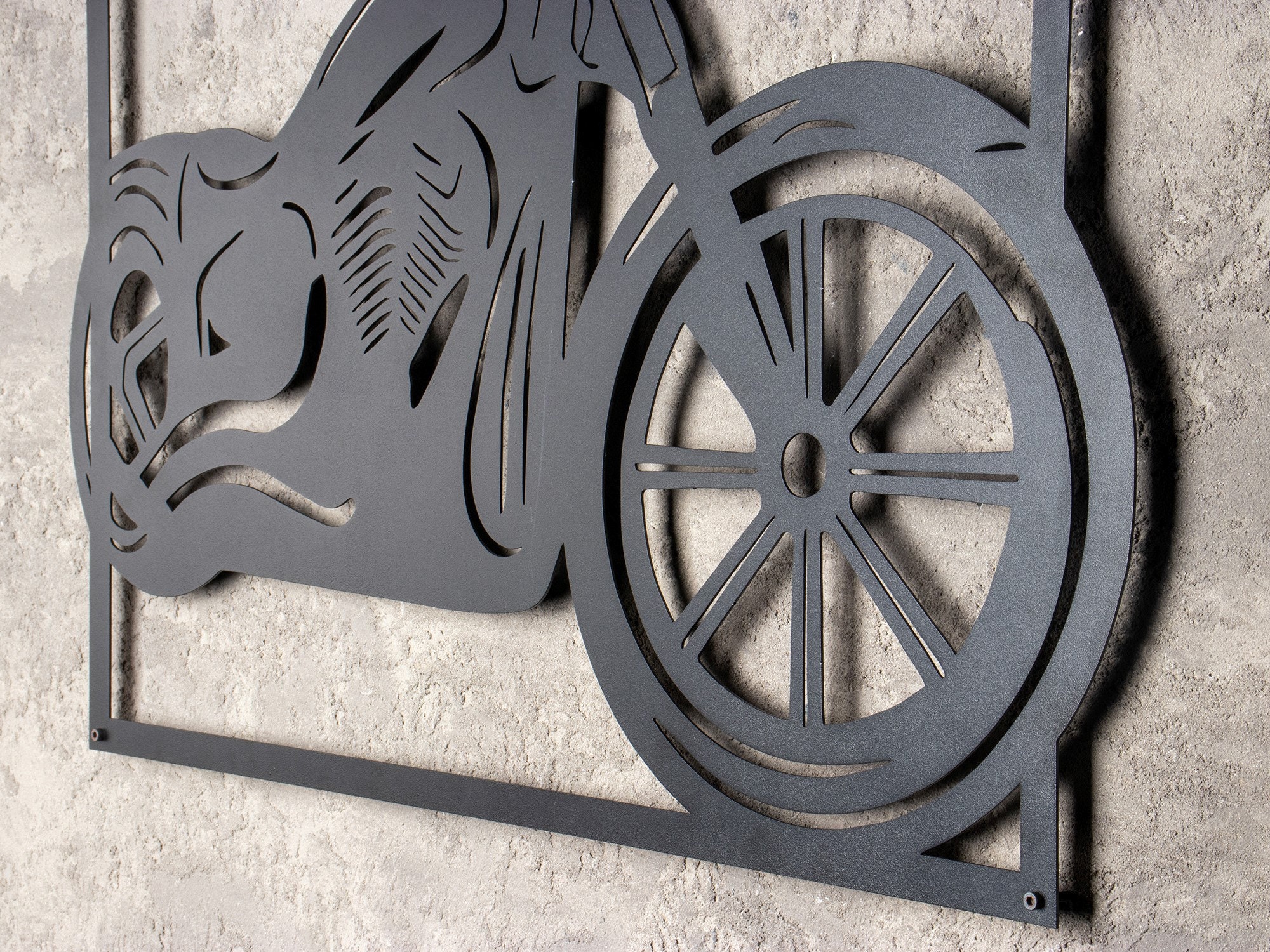 Motorrad-Wanddekoration Aus Metall – 50x38 Cm, Mit LED-Rand, Retro-Design Für Garage Oder Wohnzimmer