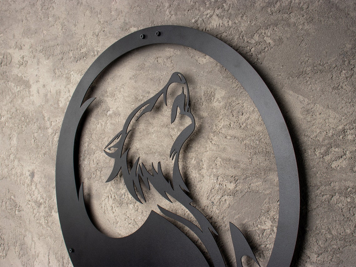 Wolf Metal Wall Art Black Metal Wall Decor Metal Wolf Head Etsy
