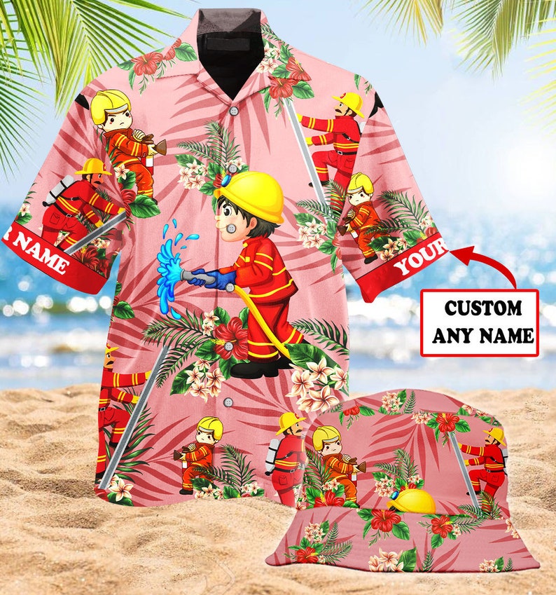 Fireman Hawaiian Shirts Firefighter Hawaiian Shirts Gift For Dad Gift For Him Gift For Son