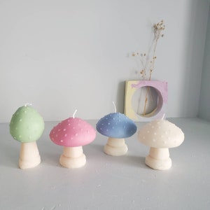 Adorable mushroom candle, cool soy candle, pastel room decor, funky gift, aesthetic room decor