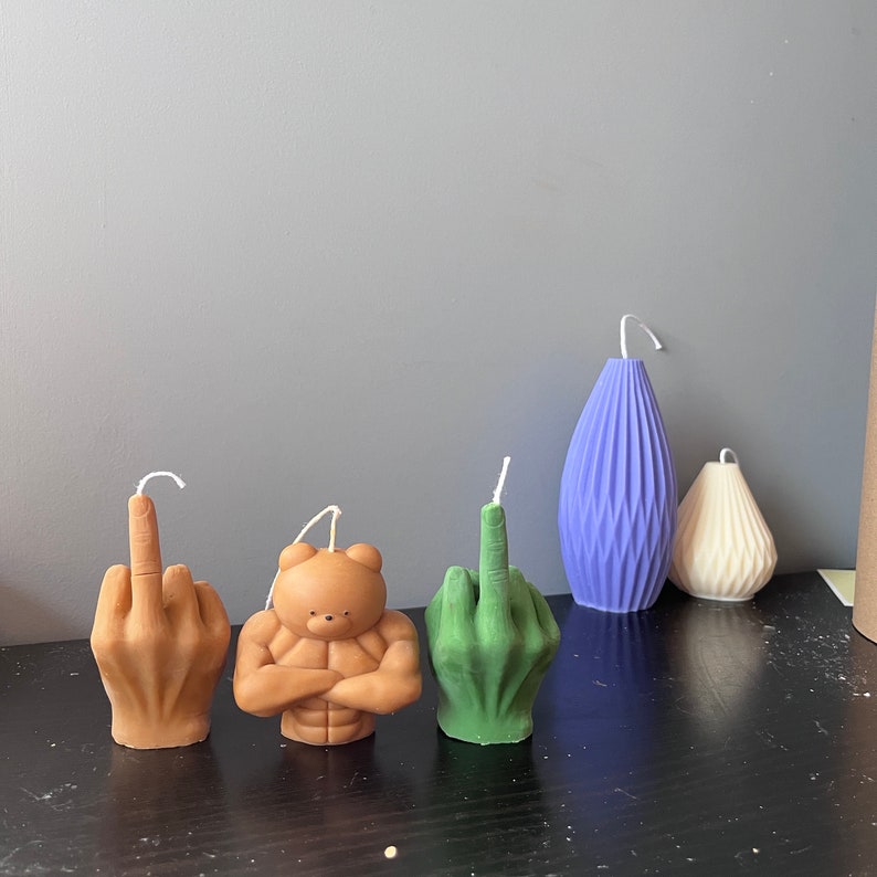 Middle finger candle, fuck it candle, cool candle, best friend gift, funny shape candle, aesthetic room decor, small candle image 1