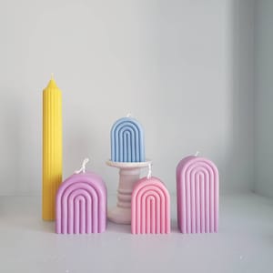 Rainbow candle, cute arch candle, aesthetic room decor, house warming gifts, geometric candle gift, handmade natural soy candle
